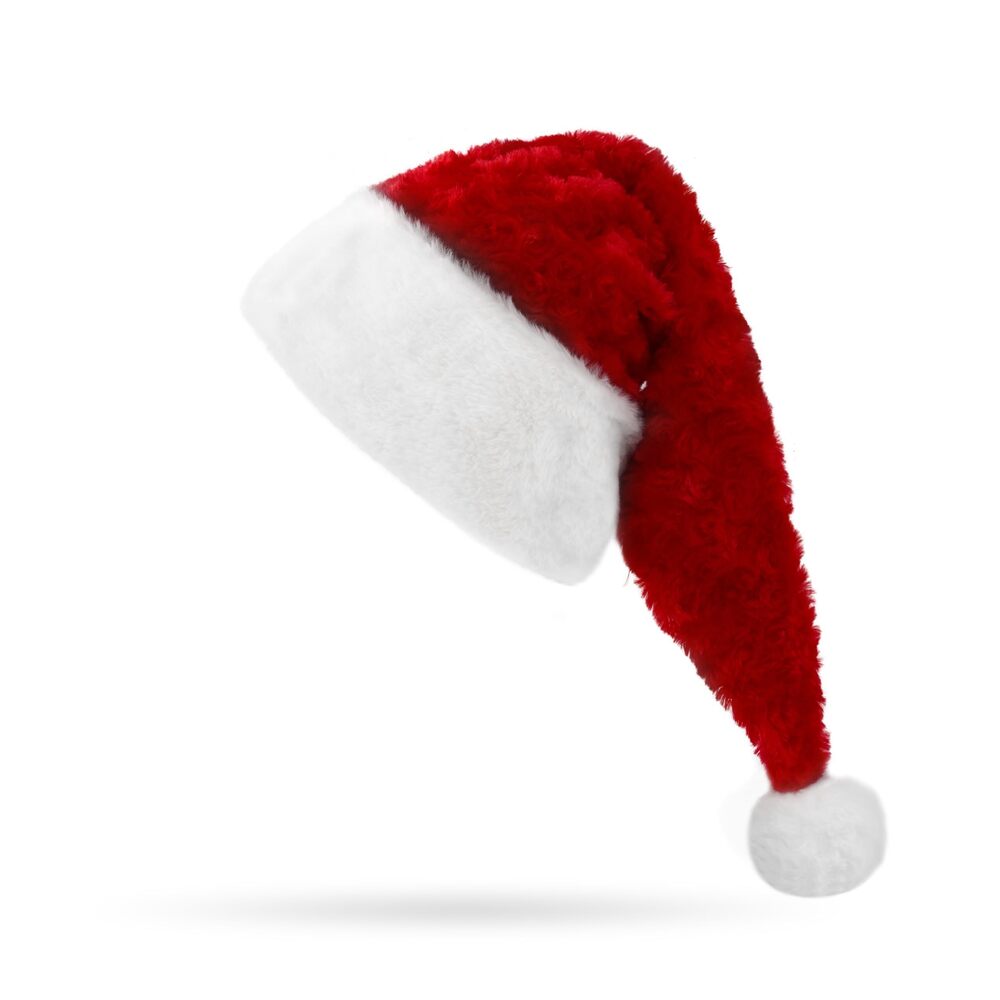 3807 Christmas Hat for Adults Extra-Long Fuzzy Santa Hat with Rose-Like